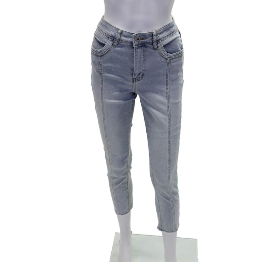 Coco Y Club Womens Cotton Blend Crystal Detail Mid-Rise Skinny Jeans Blue Size 6